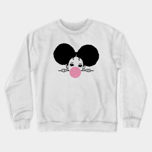 Cute Afro Girl Popping Gum, Black Girl Magic Crewneck Sweatshirt by dukito